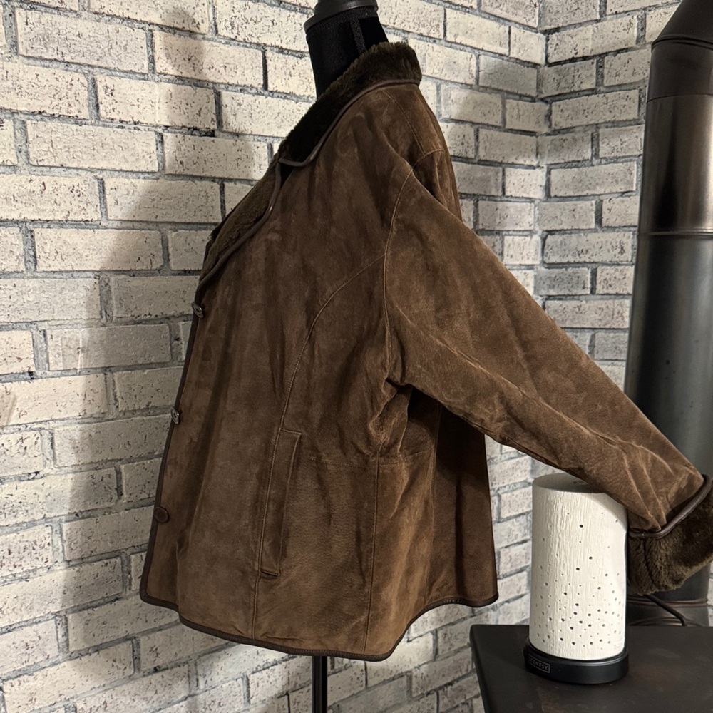 Vintage Brandon Thomas Chocolate Brown Genuine Leather Suede Jacket - Picture 9 of 10
